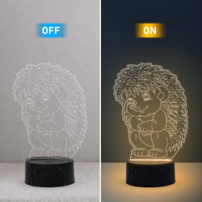 3D Illusion Baby Echidna Porcupines Night Lamp with Warm White Color Birthday Gifts for Kids